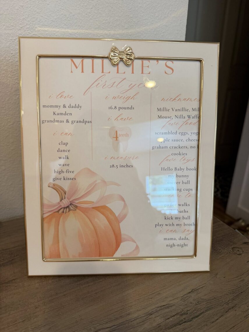 baby's first birthday milestone poster