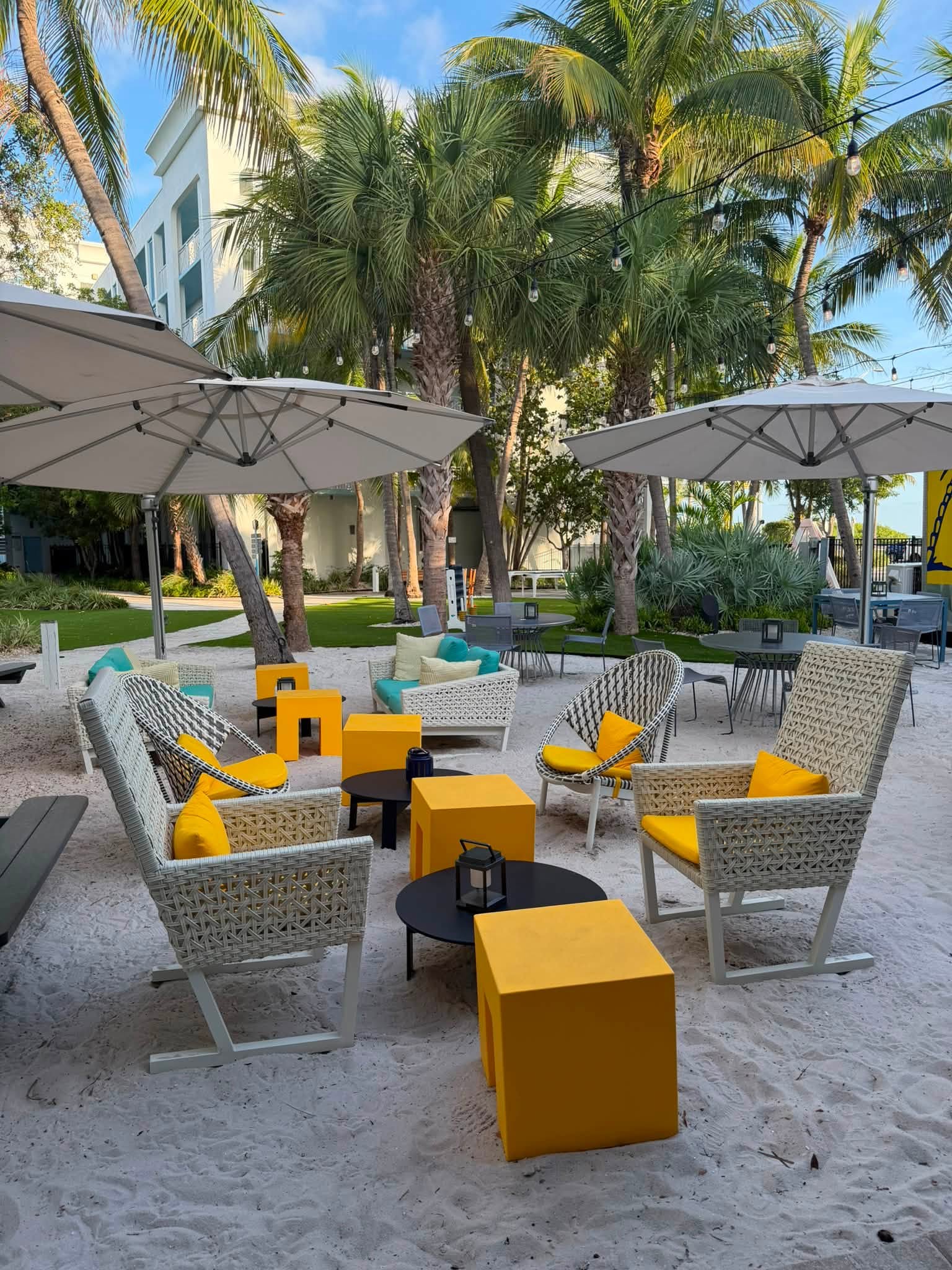 backyard lounging at Blue Flamingo Resort Key West