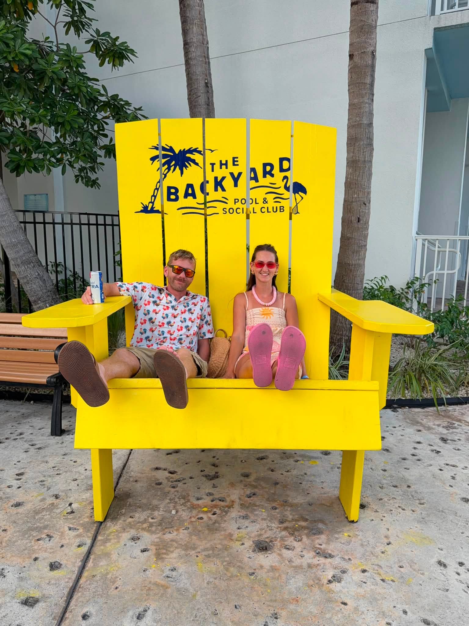 The Backyard Blue Flamingo Resort big chair