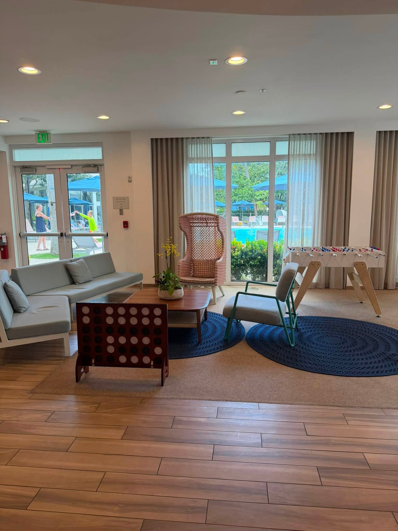 games in the lobby at the Blue Flamingo Resort