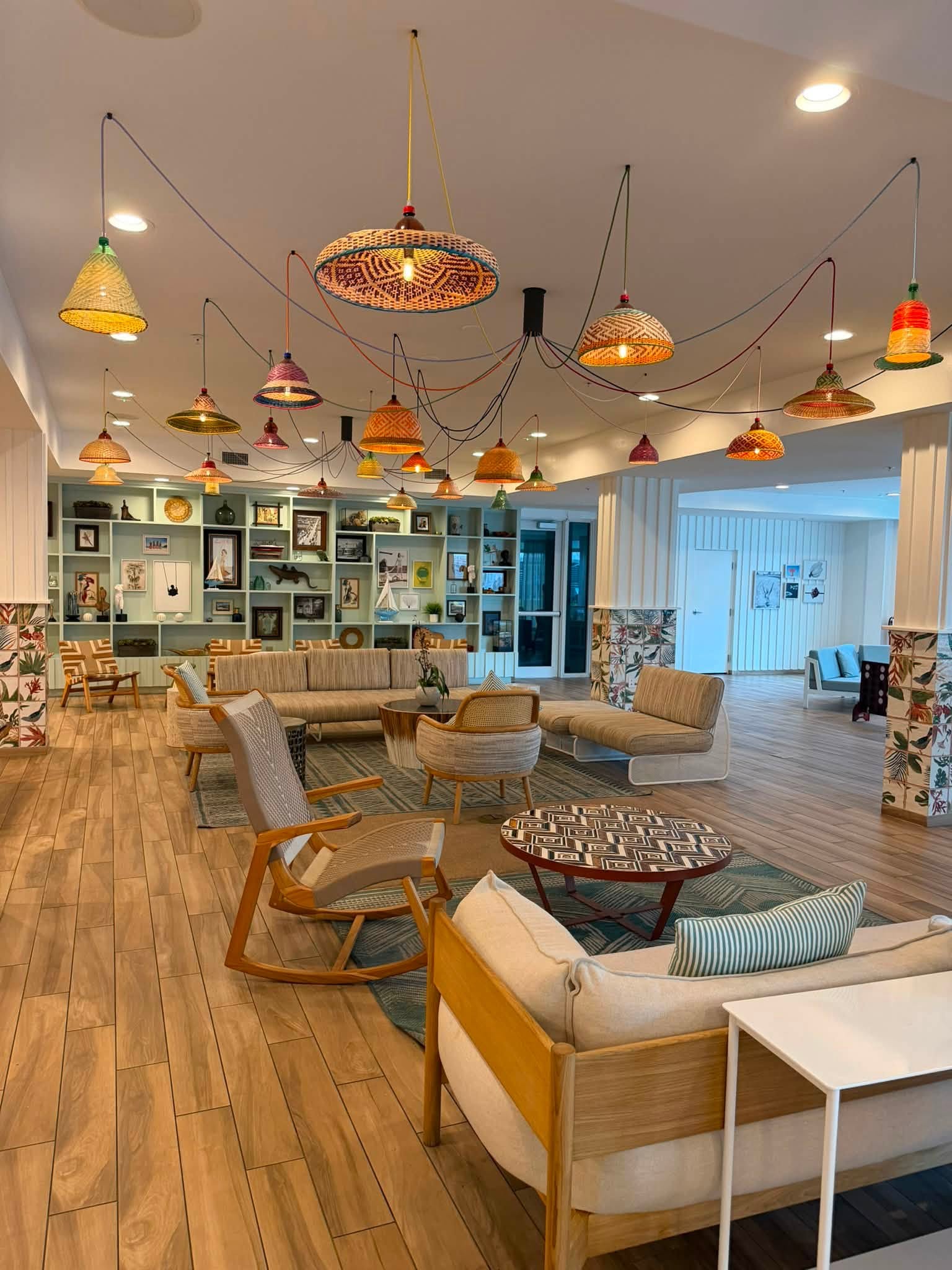 seating in the lobby at Blue Flamingo Resort