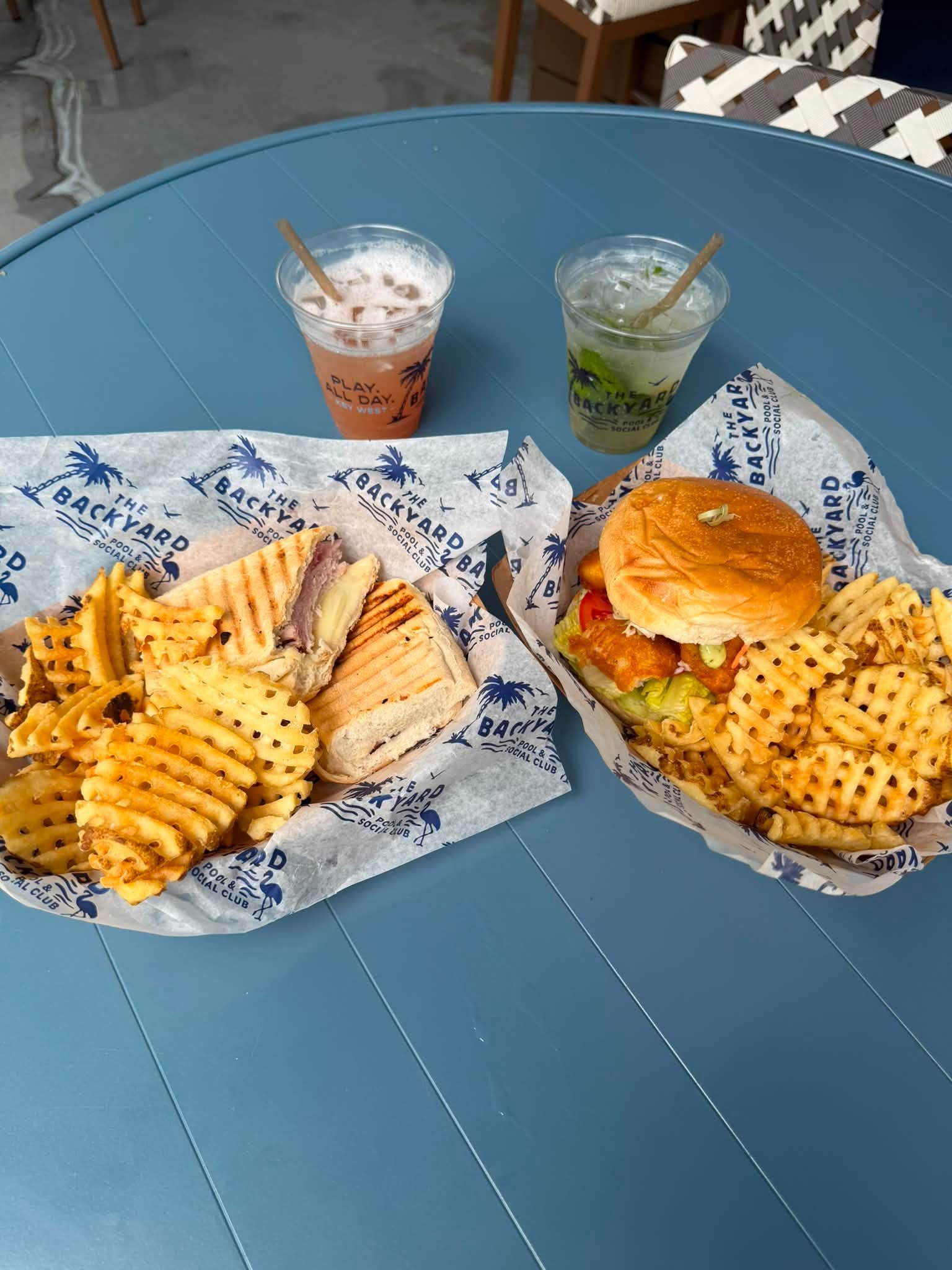sandwiches and fries at Rum Row